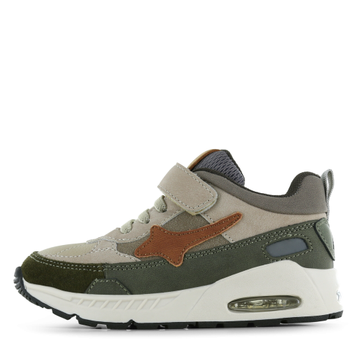 Shoesme beige met groene sneaker Jongens | Microfiber nubuck/Su&egrave;de | Maat 35