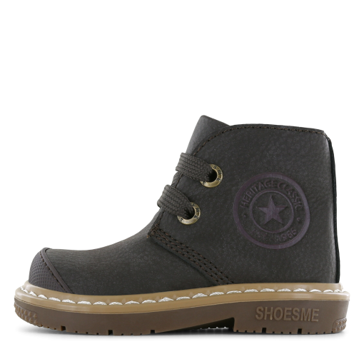 Shoesme donkerbruin veterbootje Jongens | Microfiber nubuck | Maat 20