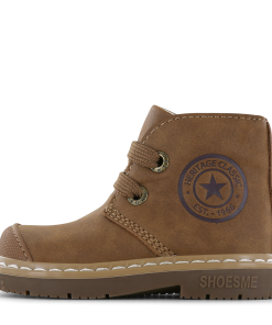 Shoesme cognac veterbootje Jongens | Microfiber nubuck | Maat 20