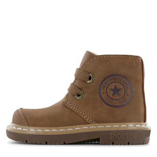 Shoesme cognac veterbootje Jongens | Microfiber nubuck | Maat 20