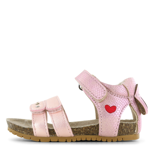 Shoesme metallic roze sandaal met hartje Meisjes | Metallic/Microfiber leer | Maat 23