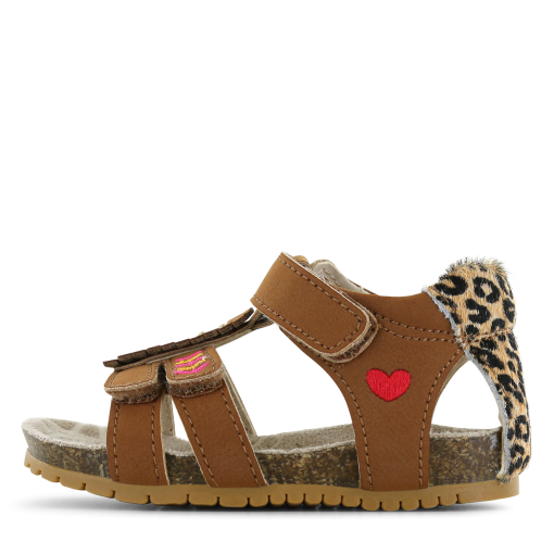 Shoesme cognac sandaaltje met details Meisjes | Microfiber leer/Ponyhair | Maat 30