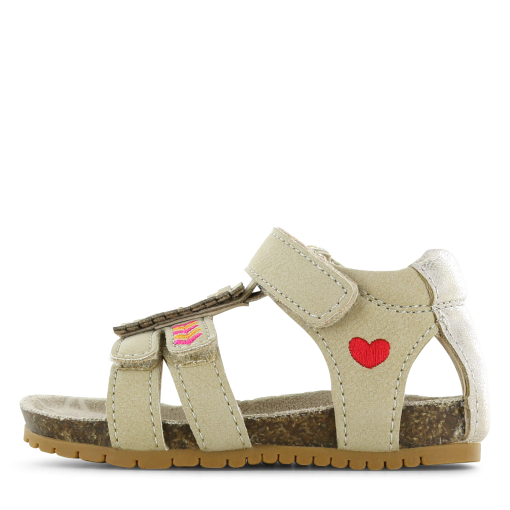 Shoesme taupe sandaaltje met details Meisjes | Microfiber leer | Maat 20