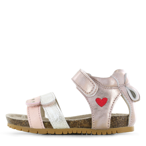Shoesme metallic roze sandaal met hartje Meisjes | Metallic/Microfiber leer | Maat 22