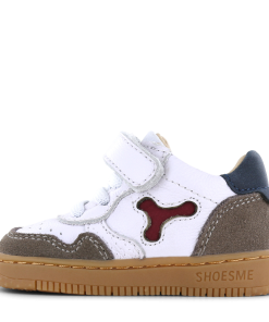 Shoesme wit-taupe basket sneakertje Jongens | Leer | Maat 20