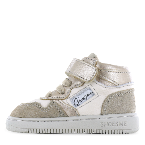 Shoesme beige-goud basket sneakertje Meisjes | Leer/Microfiber leer/Su&egrave;de | Maat 20