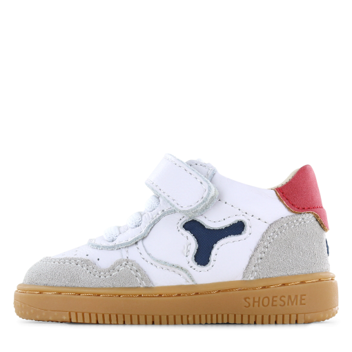 Shoesme witte sneaker met rood detail Jongens | Leer/Su&egrave;de | Maat 20