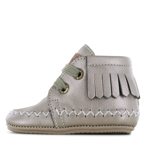 Shoesme champagne BABY-PROOF&reg; schoentje met franjes Meisjes | Leer/Metallic | Maat 19