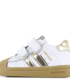 Shoesme wit-gouden sneakertje met stootneus Meisjes | Microfiber leer | Maat 20