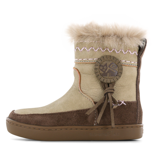 Shoesme taupe laarsje met fluffy voering Meisjes | Microleer/Su&egrave;de | Maat 22