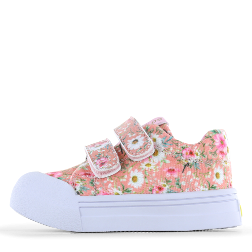Go Banana&lsquo;s sneaker klittenband - Peach Flowers Meisjes | Canvas | Maat 28