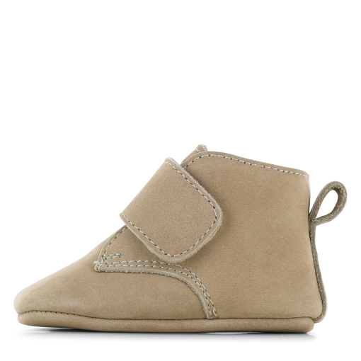Shoesme Newborn beige slofje klittenband Uni | Leer | Maat 17/18