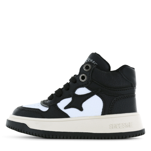 Shoesme zwart-witte sneaker Jongens | Microfiber leer | Maat 28