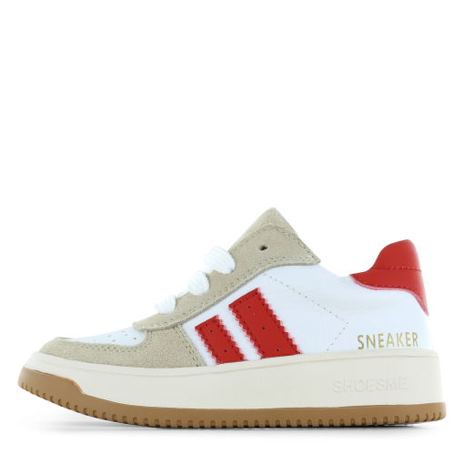 Shoesme wit-rode sneaker Jongens | Microfiber leer/Su&egrave;de | Maat 24