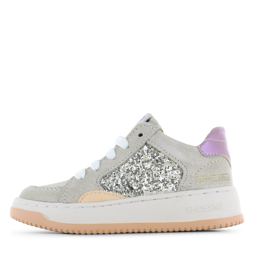 Shoesme beige sneaker met glitters Meisjes | Microfiber leer/Pailletten/Su&egrave;de | Maat 35