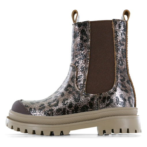Shoesme metallic chelseaboot met panterprint Meisjes | Leer/Metallic | Maat 24