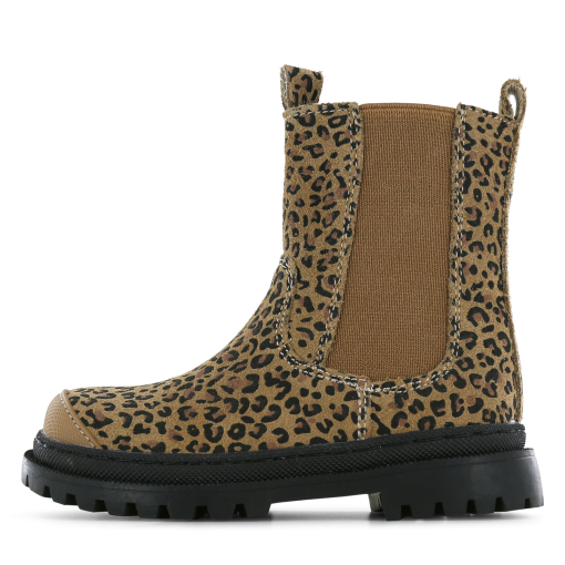 Shoesme cognac chelseaboot met panterprint Meisjes | Su&egrave;de | Maat 28