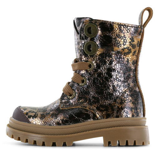 Shoesme metallic-bronzen bikerboot Meisjes | Leer/Metallic | Maat 28