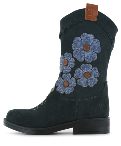 Shoesme blauwe cowboylaars met flower design Meisjes | Leer/Microfiber leer | Maat 27