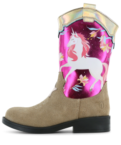 Shoesme metallic-roze cowboylaars Meisjes | Leer/Metallic/Microfiber leer | Maat 31