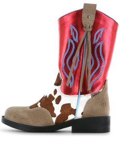 Shoesme rode cowboylaars met print Meisjes | Metallic/Microfiber leer/Ponyhair/Su&egrave;de | Maat 26
