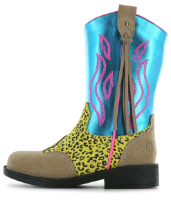 Shoesme blauwe cowboylaars met print Meisjes | Metallic/Microfiber leer/Su&egrave;de | Maat 31