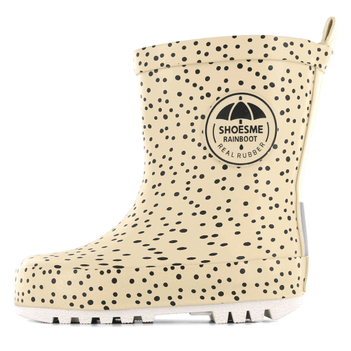 Shoesme beige regenlaars met blauwe dotjes Uni | Rubber | Maat 28