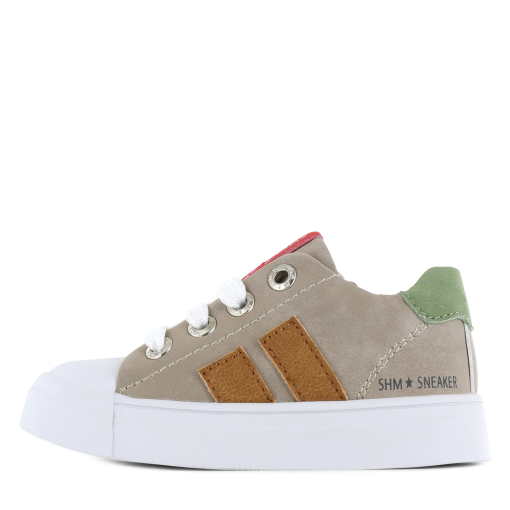 Shoesme taupe sneaker met stripings Jongens | Microleer | Maat 20