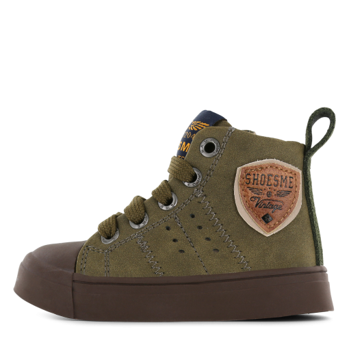 Shoesme groene veterboot met patch Jongens | Microleer | Maat 22