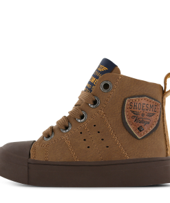 Shoesme cognac veterboot met patch Jongens | Microleer | Maat 35