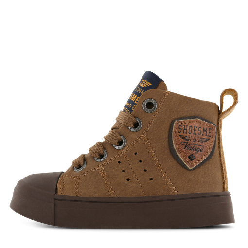 Shoesme cognac veterboot met patch Jongens | Microleer | Maat 35