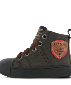 Shoesme donkerbruine veterboot met patch Jongens | Microleer | Maat 31