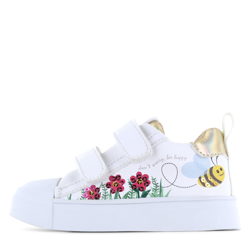 Shoesme witte sneaker met bloemen  | Microleer | Maat 29