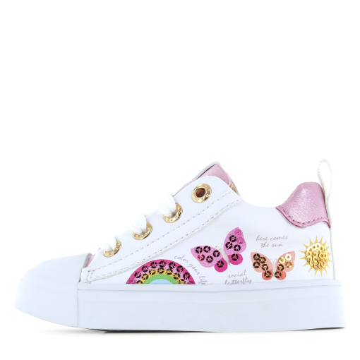 Shoesme witte sneaker met vlinders Meisjes | Microleer | Maat 28