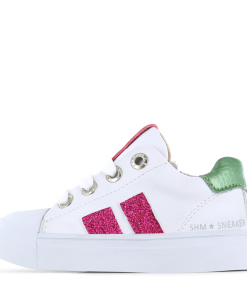 Shoesme witte sneaker met roze stripings Meisjes | Microleer | Maat 31