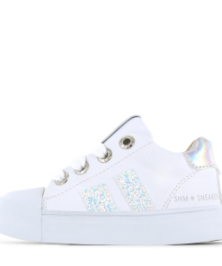 Shoesme witte sneaker met glitter stripings Meisjes | Microleer | Maat 27