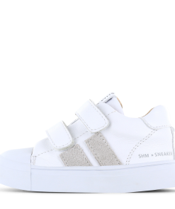 Shoesme witte sneaker met grijze stripings Uni | Microleer | Maat 31