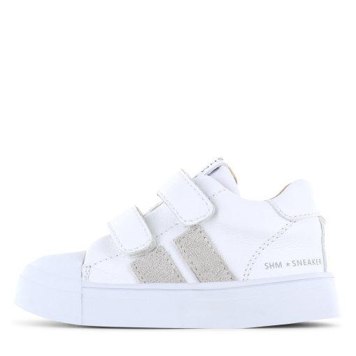 Shoesme witte sneaker met grijze stripings Uni | Microleer | Maat 28