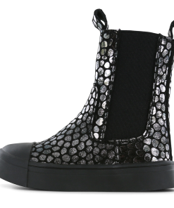 Shoesme zwart-zilveren chelseaboot Meisjes | Microfiber leer | Maat 24