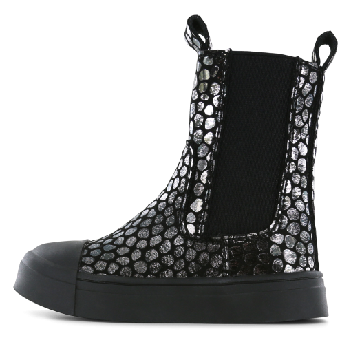 Shoesme zwart-zilveren chelseaboot Meisjes | Microfiber leer | Maat 24