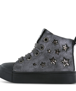 Shoesme metallic-zilveren veterboot Meisjes | Metallic/Microfiber leer | Maat 31