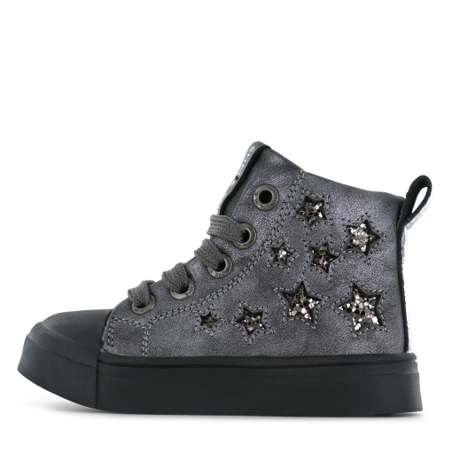 Shoesme metallic-zilveren veterboot Meisjes | Metallic/Microfiber leer | Maat 32