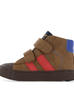 Shoesme bruine bootie met rode striping Jongens | Microfiber nubuck | Maat 25