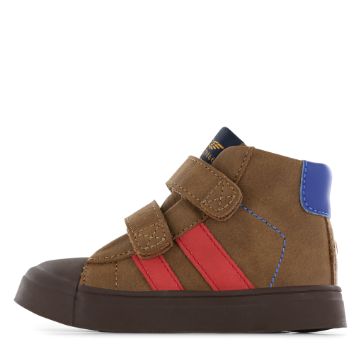 Shoesme bruine bootie met rode striping Jongens | Microfiber nubuck | Maat 25