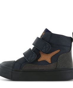 Shoesme blauwe bootie met cognac patch Jongens | Microfiber nubuck | Maat 21