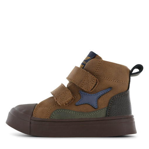 Shoesme cognac bootie met patches Jongens | Microfiber nubuck | Maat 35
