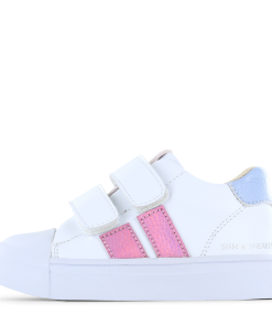 Shoesme witte sneaker met roze stripings Meisjes | Microfiber leer | Maat 31