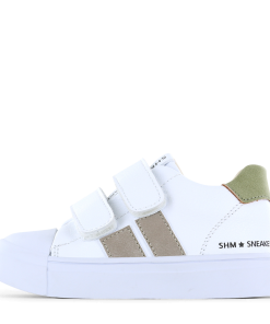 Shoesme witte sneaker met taupe stripings Jongens | Microfiber leer | Maat 31