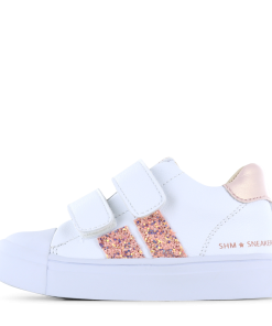 Shoesme witte sneaker met roze glitters Meisjes | Microfiber leer | Maat 31