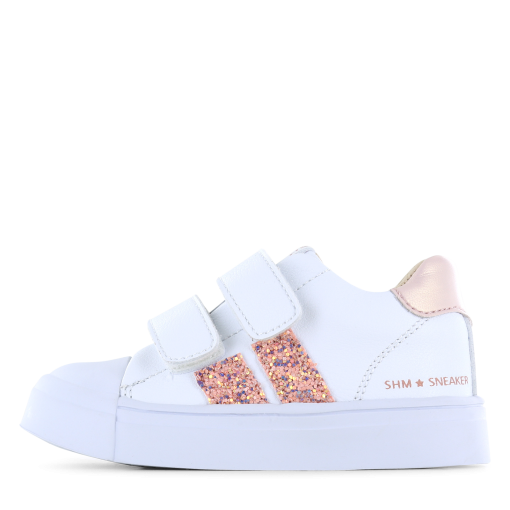 Shoesme witte sneaker met roze glitters Meisjes | Microfiber leer | Maat 31